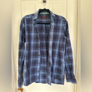 Jared Lang Blue and Black Plaid Shirt